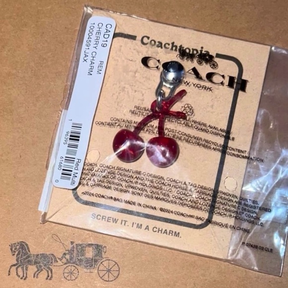NWT COACH Cherry Charm Coachtopia Bag Charm Red Multi CAD19 - Picture 1 of 3